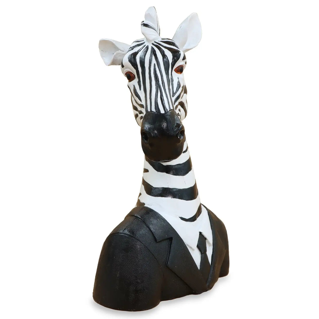 Suited Up Zebra Sculpture Hand Painted Polyresin Animal Ornament