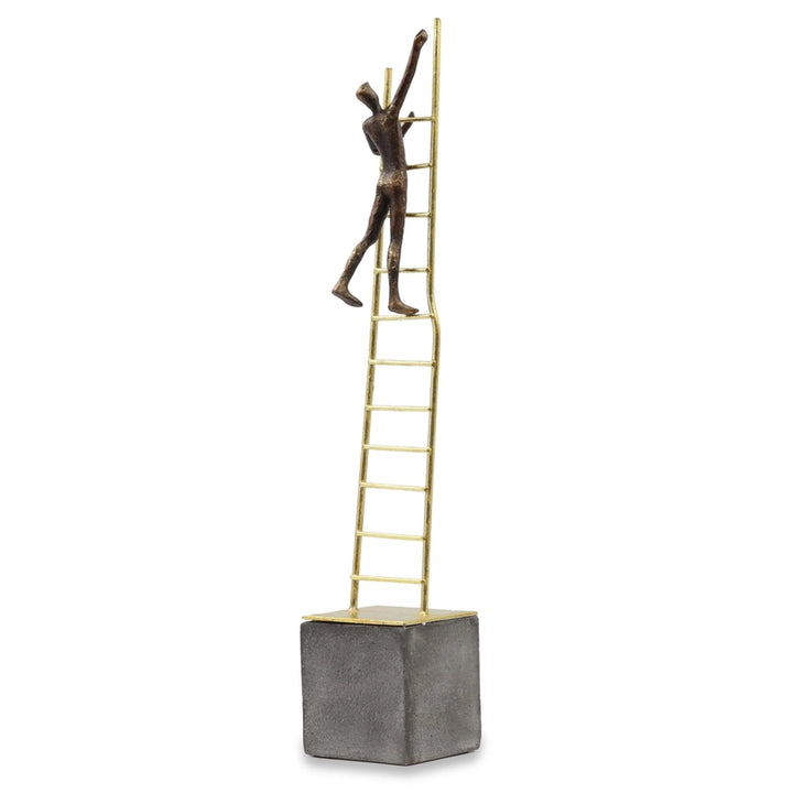 Thinking Man on Gold Ladder Polyresin Hand-Painted Decorative Ornament