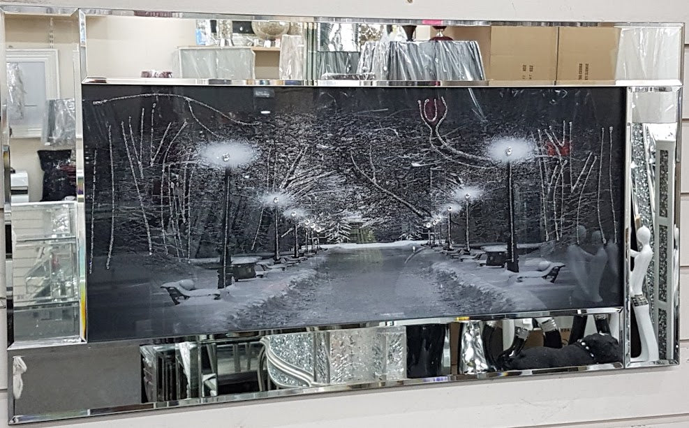 Black & White Winter Woods mirror frame picture