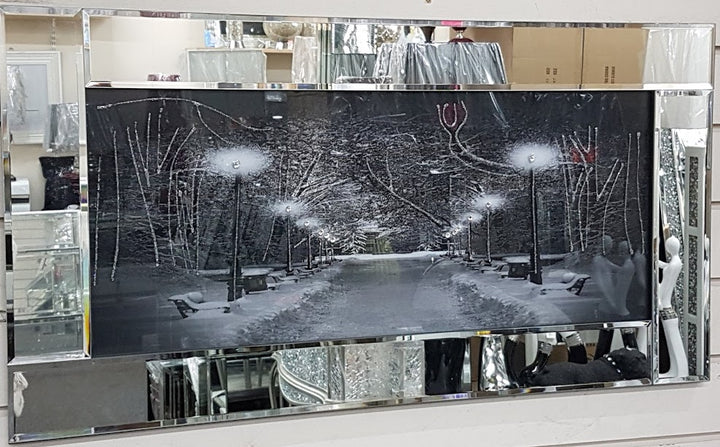 Black & White Winter Woods mirror frame picture