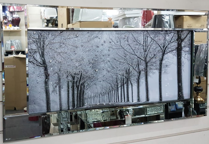 Black & White Winter Woods mirror frame wall art
