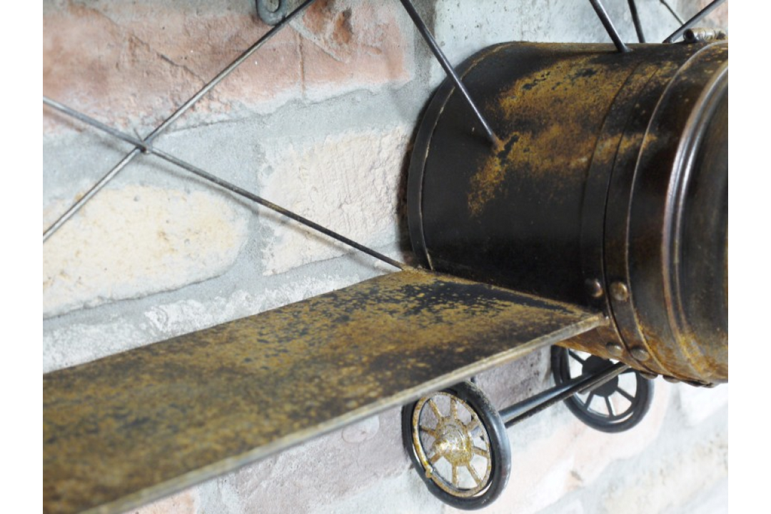 Aeroplane Wall Clock and Coat Hook Hanger Rustic Metal Finish Aviation Décor
