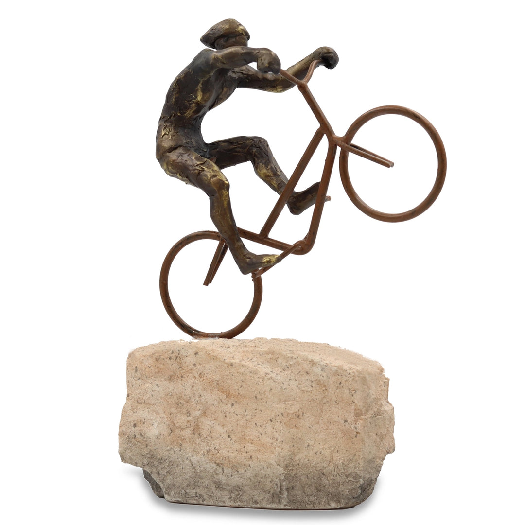 Rock Hopper Cyclist Sculpture Polyresin Ornament Mountain Bike Decor