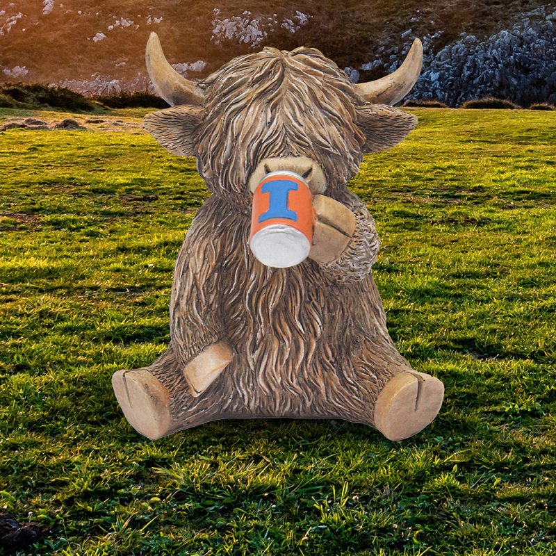 Highland Cow MOO Figurine Brown Farmhouse Animal quirky Moo Cow resin Ornament