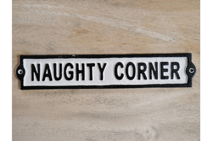 Quirky Cast Iron Novelty Sign Black White Funny rustic décor Wall Hanging