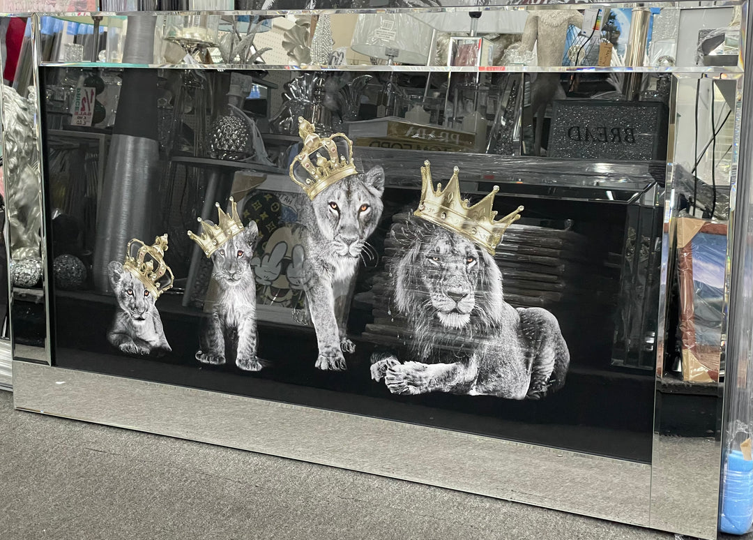 RC-Royal Lion Family Art with Mirror Frame