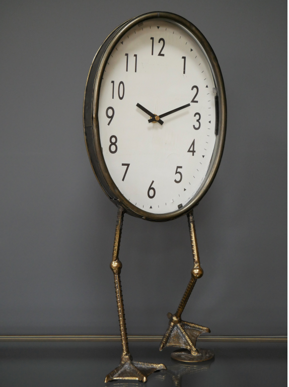 Rustic Oval Metal Clock Bird Feet decorative timepiece