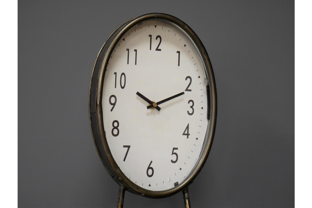 Rustic Oval Metal Clock Bird Feet decorative timepiece