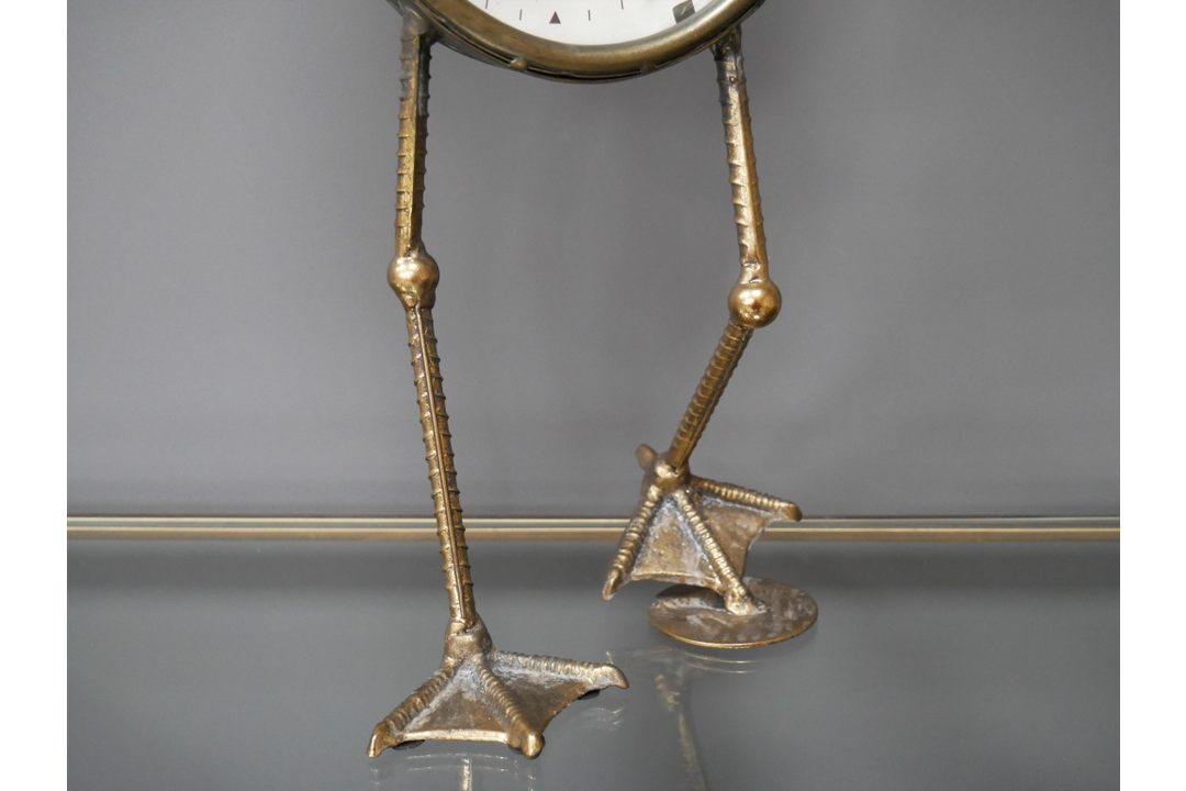 Rustic Oval Metal Clock Bird Feet decorative timepiece