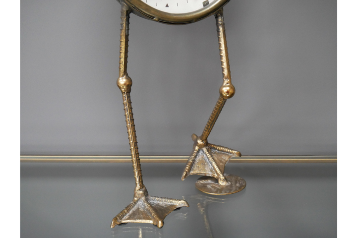 Rustic Oval Metal Clock Bird Feet decorative timepiece