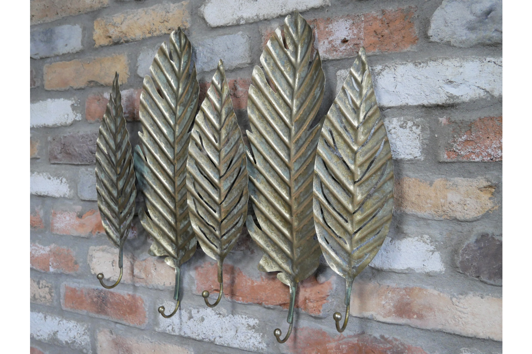 Leaves Coat Hooks Antique Metal Wall Mounted Organizer Rack Home Décor