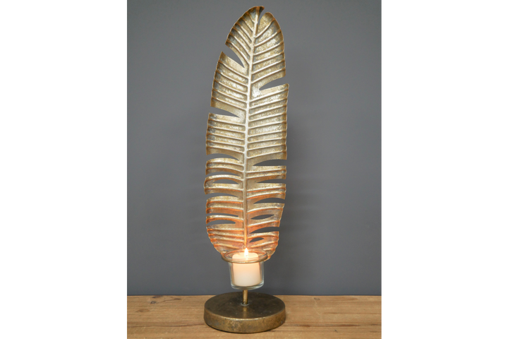 Metal gold Leaf Candle Holder Decorative Home Décor Tealight or Pillar Candle
