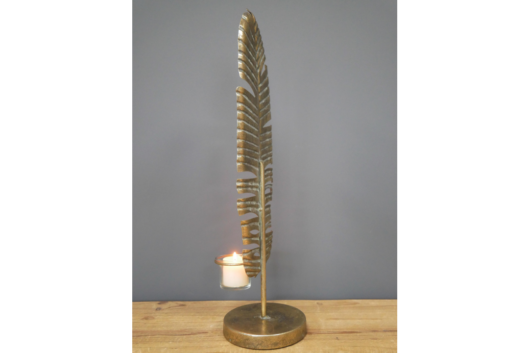 Metal gold Leaf Candle Holder Decorative Home Décor Tealight or Pillar Candle