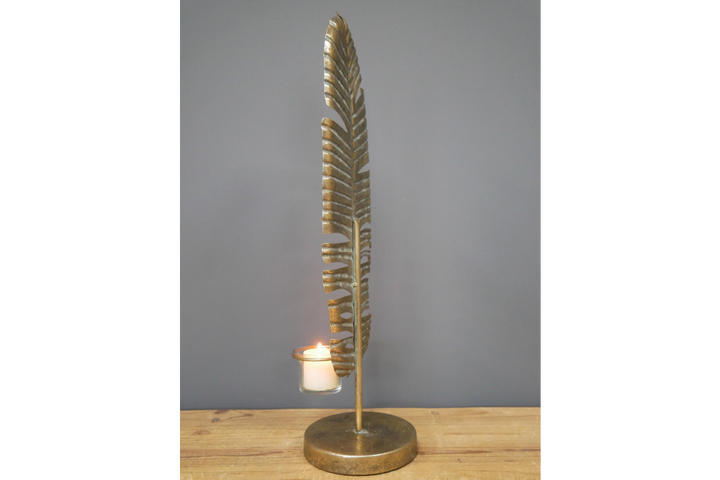 Metal gold Leaf Candle Holder Decorative Home Décor Tealight or Pillar Candle
