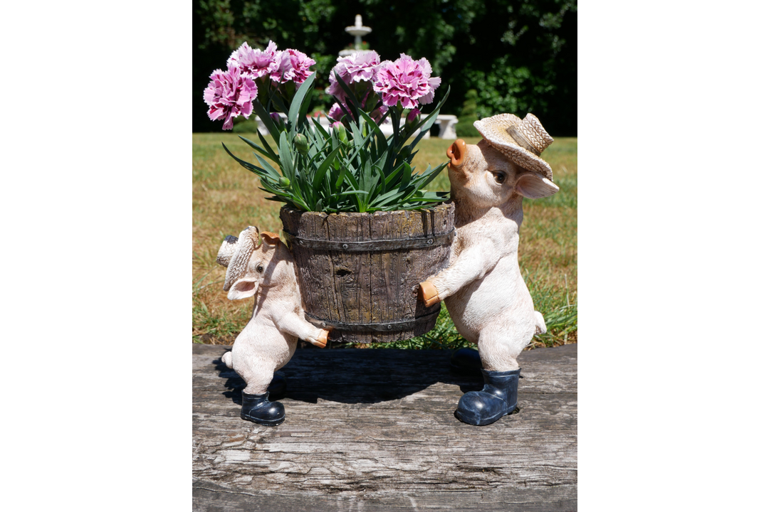 2 Pigs Planter resin decorative garden décor
