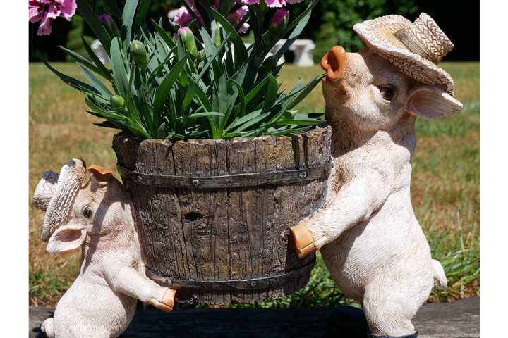 2 Pigs Planter resin decorative garden décor