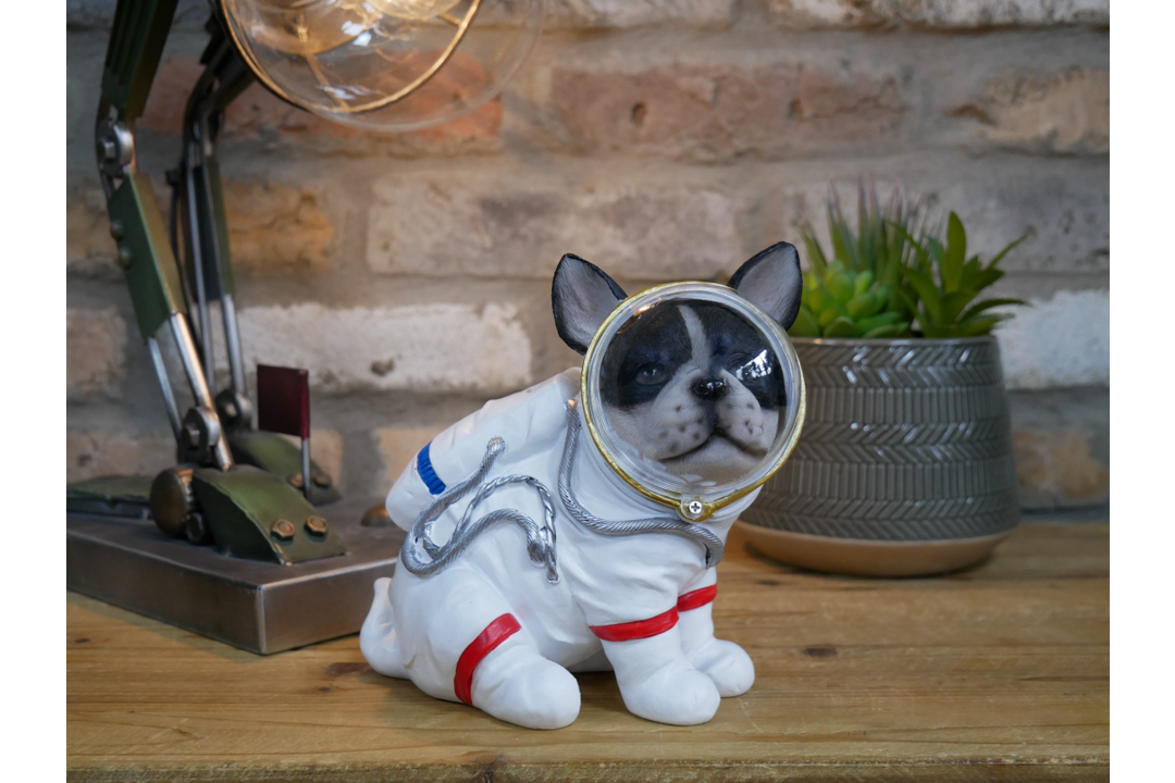 Space Dog Decorative Figurine – Unique Dog Ornament for Home, Shelf or Garden Décor