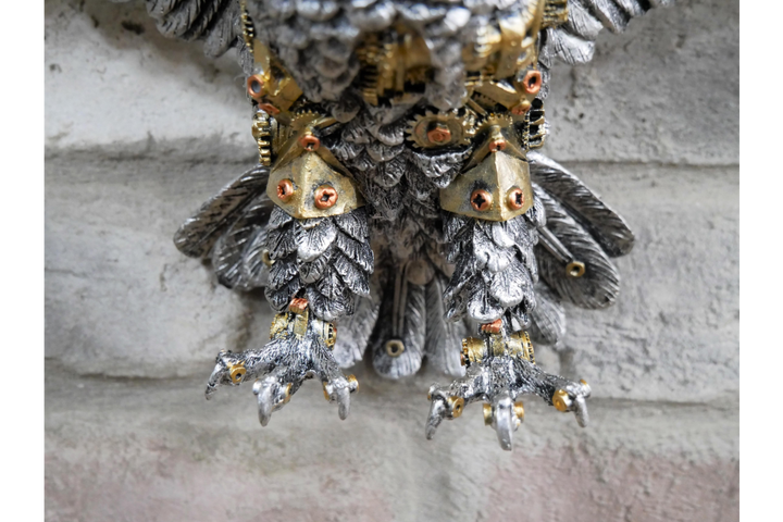 Steampunk Owl Wall Hanging – Industrial Resin Ornament Home Décor