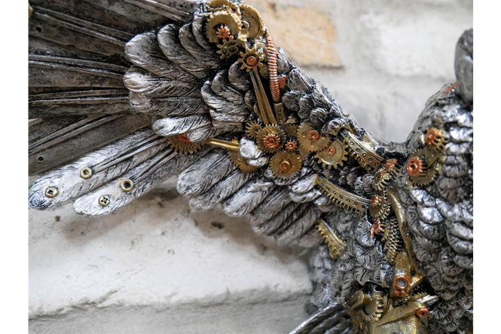 Steampunk Owl Wall Hanging – Industrial Resin Ornament Home Décor