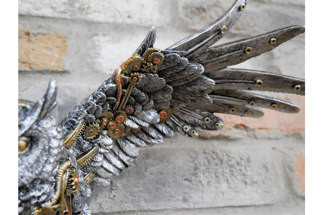 Steampunk Owl Wall Hanging – Industrial Resin Ornament Home Décor