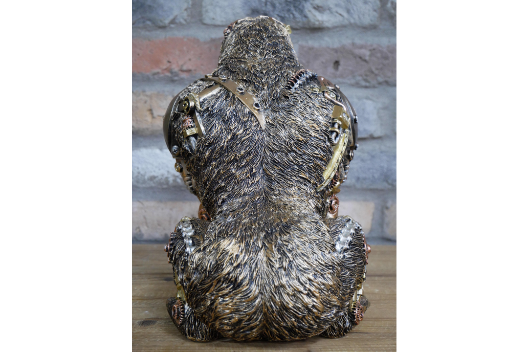 Steampunk Gorilla Statue gold rustic majestic free standing resin ornament