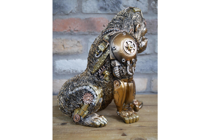 Steampunk Gorilla Statue gold rustic majestic free standing resin ornament