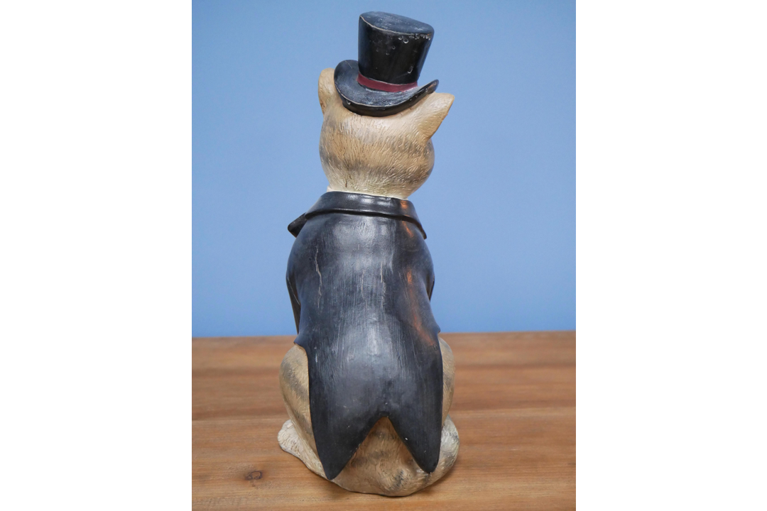 Gentleman Cat in suit Statue Dapper Feline quirky Ornament Sculpture Home Decor