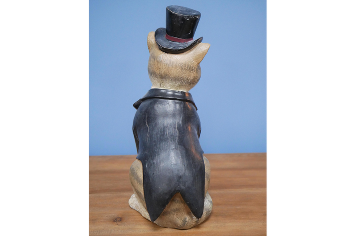 Gentleman Cat in suit Statue Dapper Feline quirky Ornament Sculpture Home Decor