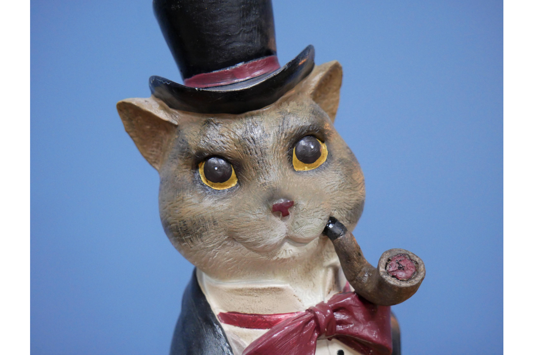 Gentleman Cat in suit Statue Dapper Feline quirky Ornament Sculpture Home Decor