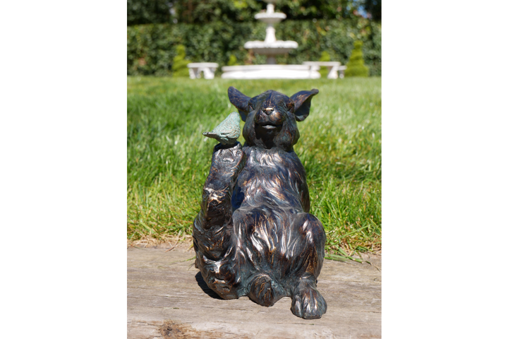 Rabbit & Bird Decorative Ornament – Rustic Garden Animal Figurine Home Décor
