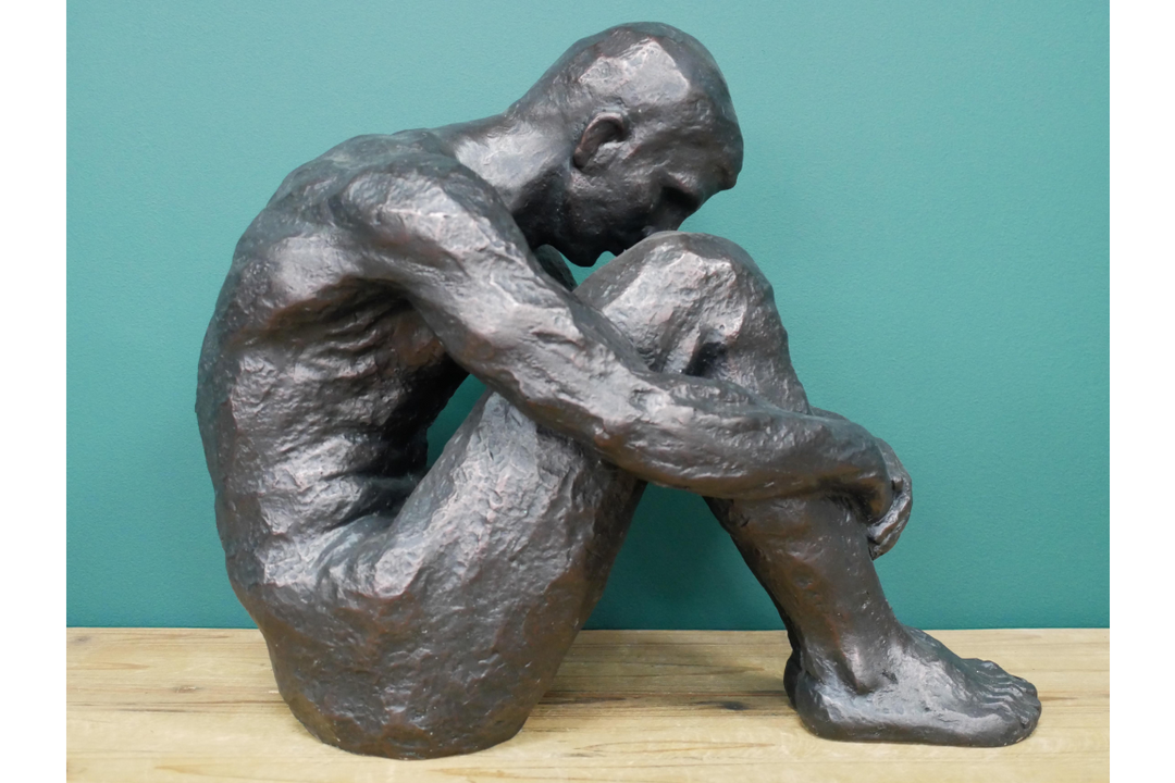Sitting Man and Woman Statues Matte Black Abstract Couple Home Décor