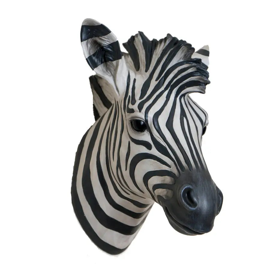 Zebra Head Wall Decor Hand-Painted Polyresin Sculpture African Animal