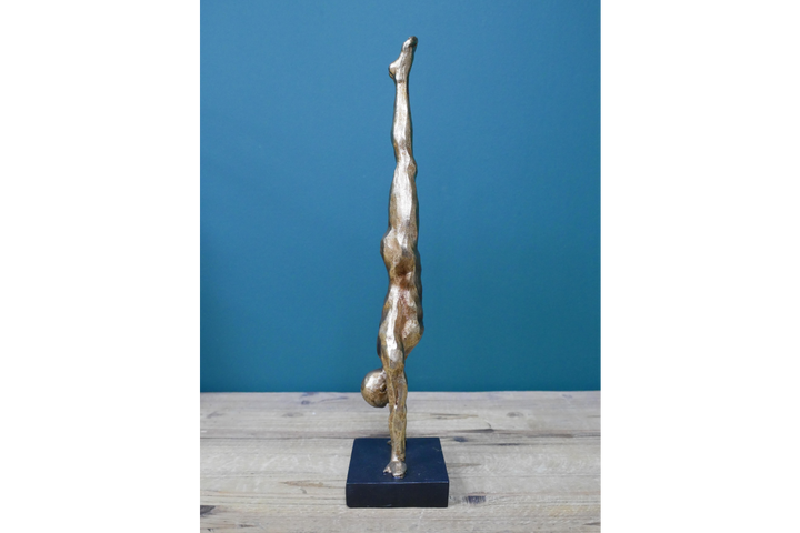 Gold Handstand naked Man Sculpture Figurine Vintage standing Ornament statement