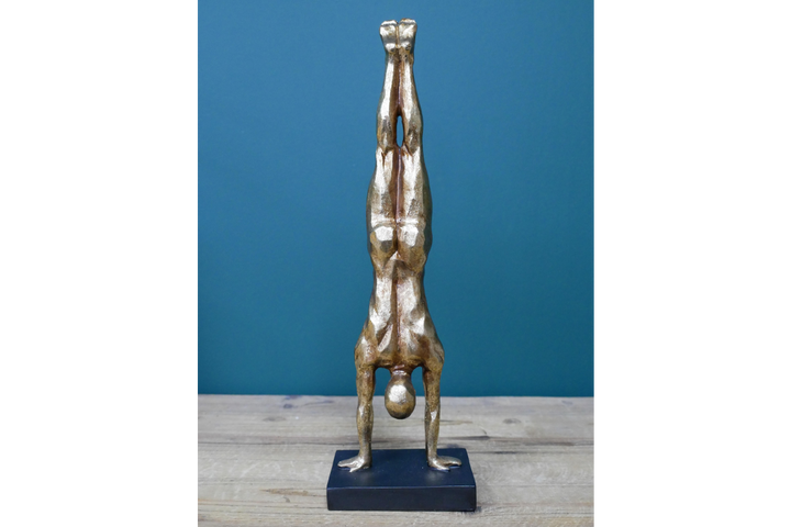 Gold Handstand naked Man Sculpture Figurine Vintage standing Ornament statement