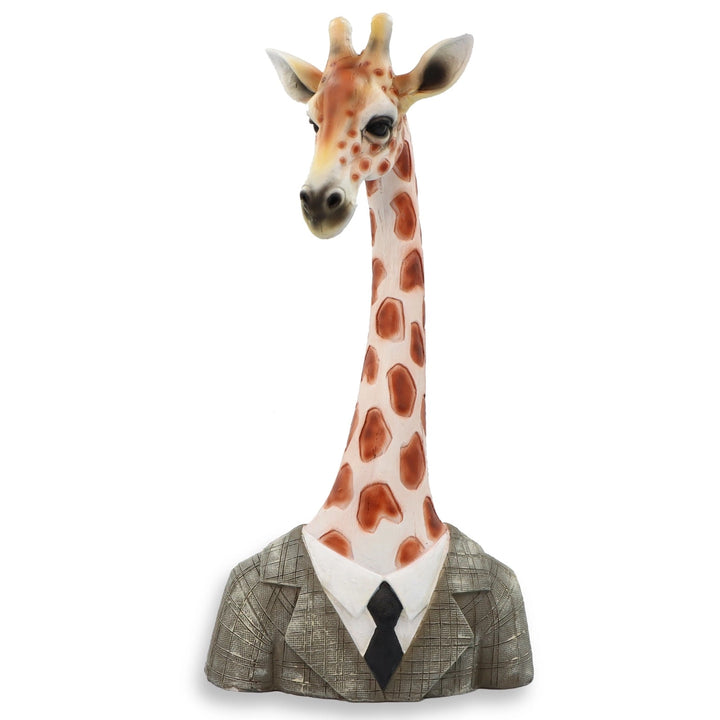 Suited Giraffe Sculpture Detailed Polyresin Animal Ornament Home Decor