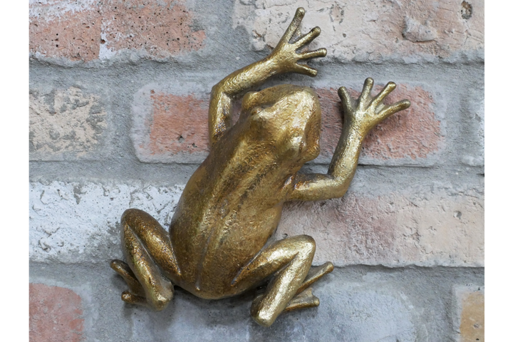 Elegant Gold Frog Wall Sculpture Decorative Resin Home Accent