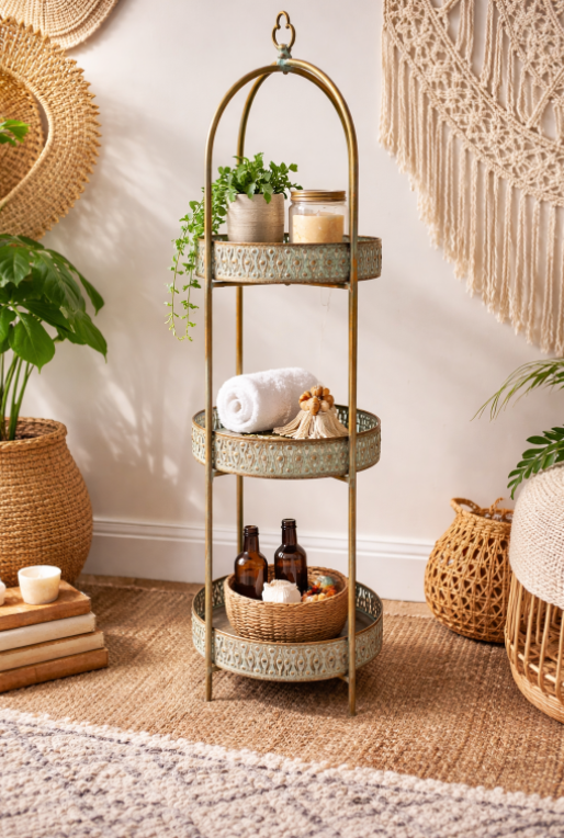 3 Tier Shelves | Decorative Metal Display Shelf for Home & Décor
