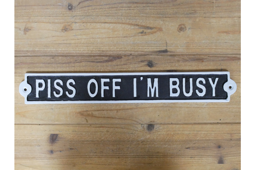 Quirky Cast Iron Novelty Sign Black White Funny rustic décor Wall Hanging