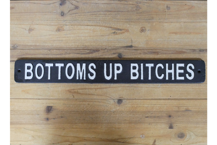 Quirky Cast Iron Novelty Sign Black White Funny rustic décor Wall Hanging