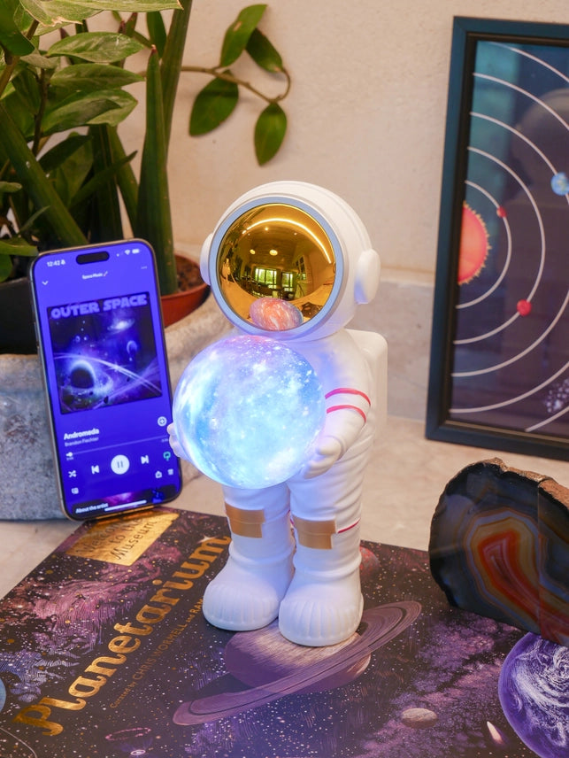 Astronaut Space Sound Bluetooth Speaker with Rechargeable Battery –Galaxy LED Portable Speaker