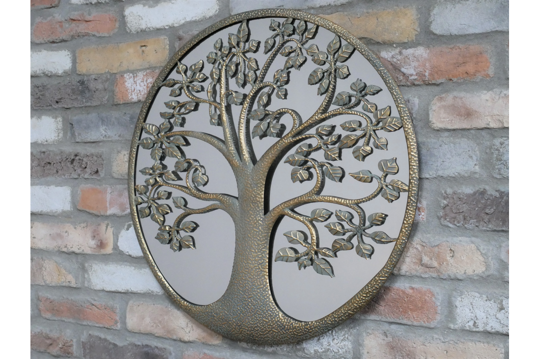 Tree Wall Decoration Metal Finish Candle Holder & mirror– Rustic metal Wall Art