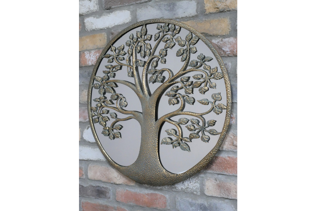 Tree Wall Decoration Metal Finish Candle Holder & mirror– Rustic metal Wall Art