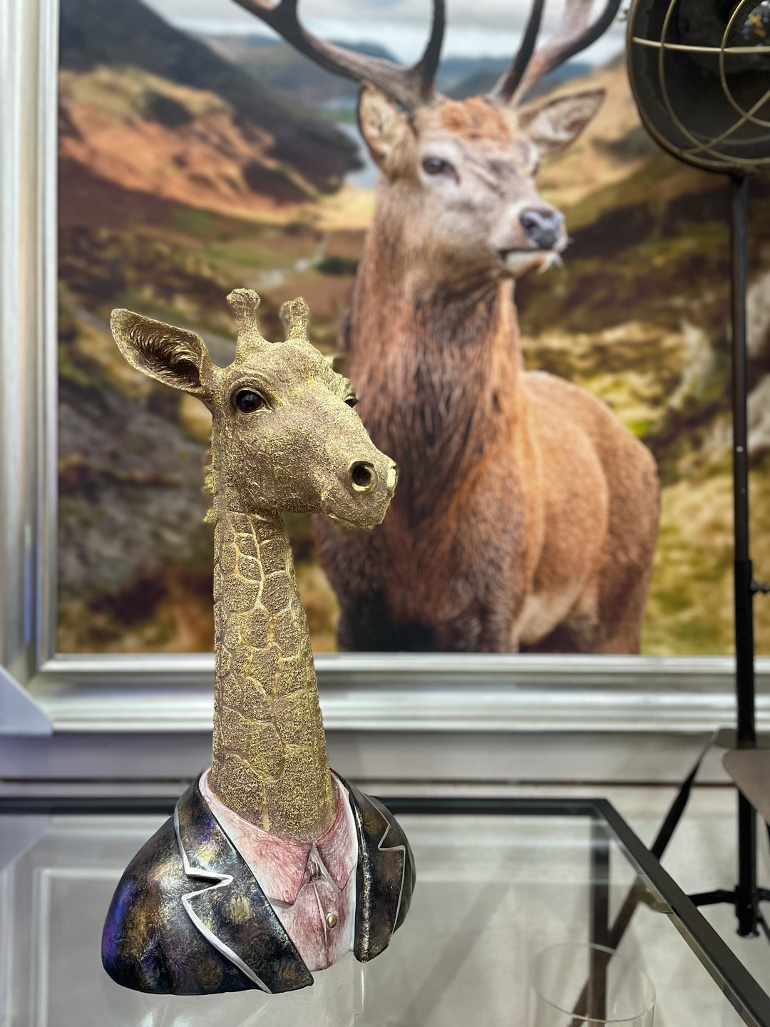 Tall Giraffe Bust Figurine brushed GD Safari Zoo Animal Head Ornament Home Décor