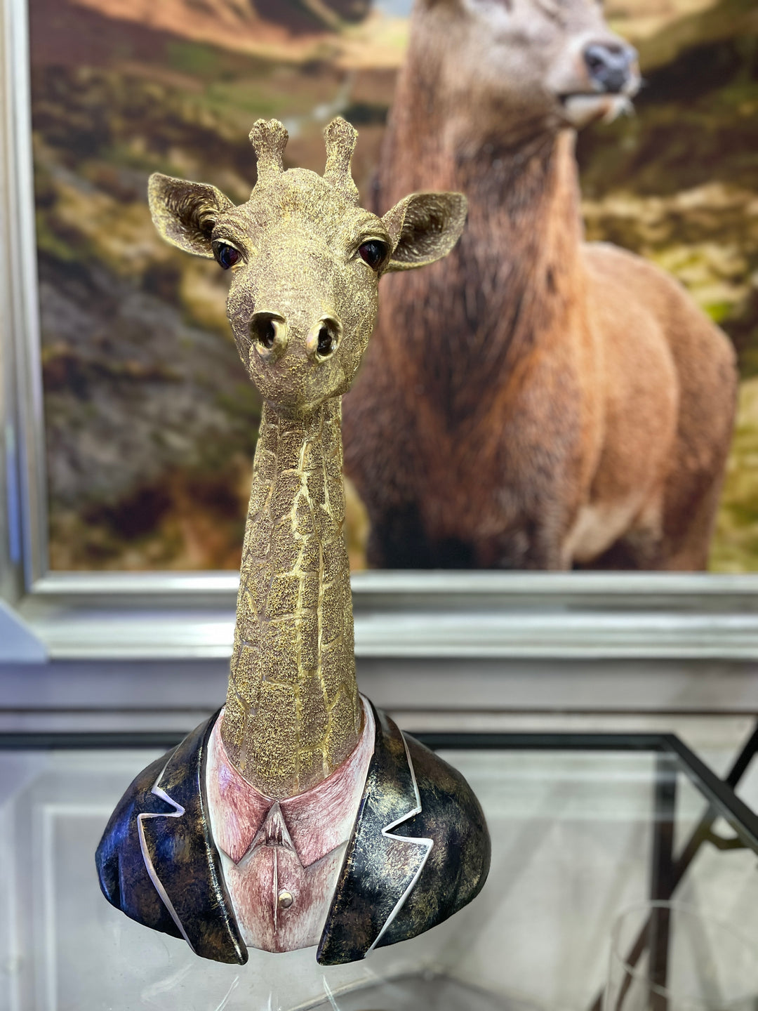Tall Giraffe Bust Figurine brushed GD Safari Zoo Animal Head Ornament Home Décor