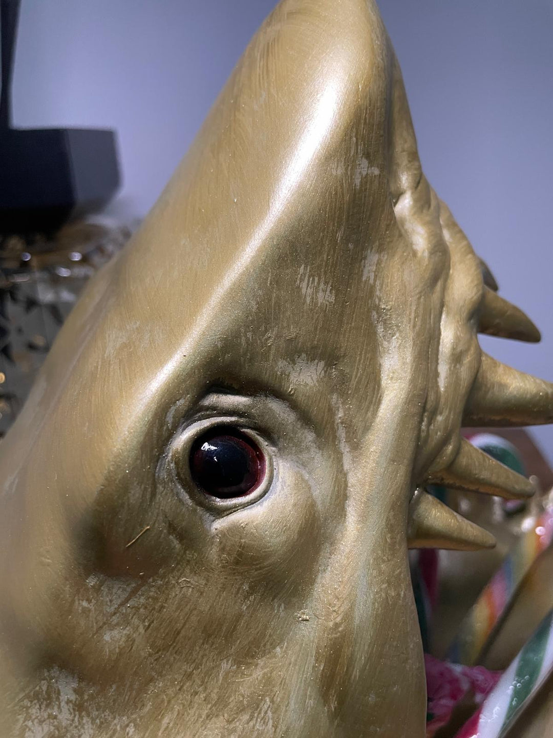 Gold Shark Head open mouth Trinket Dish Bowl Ornament