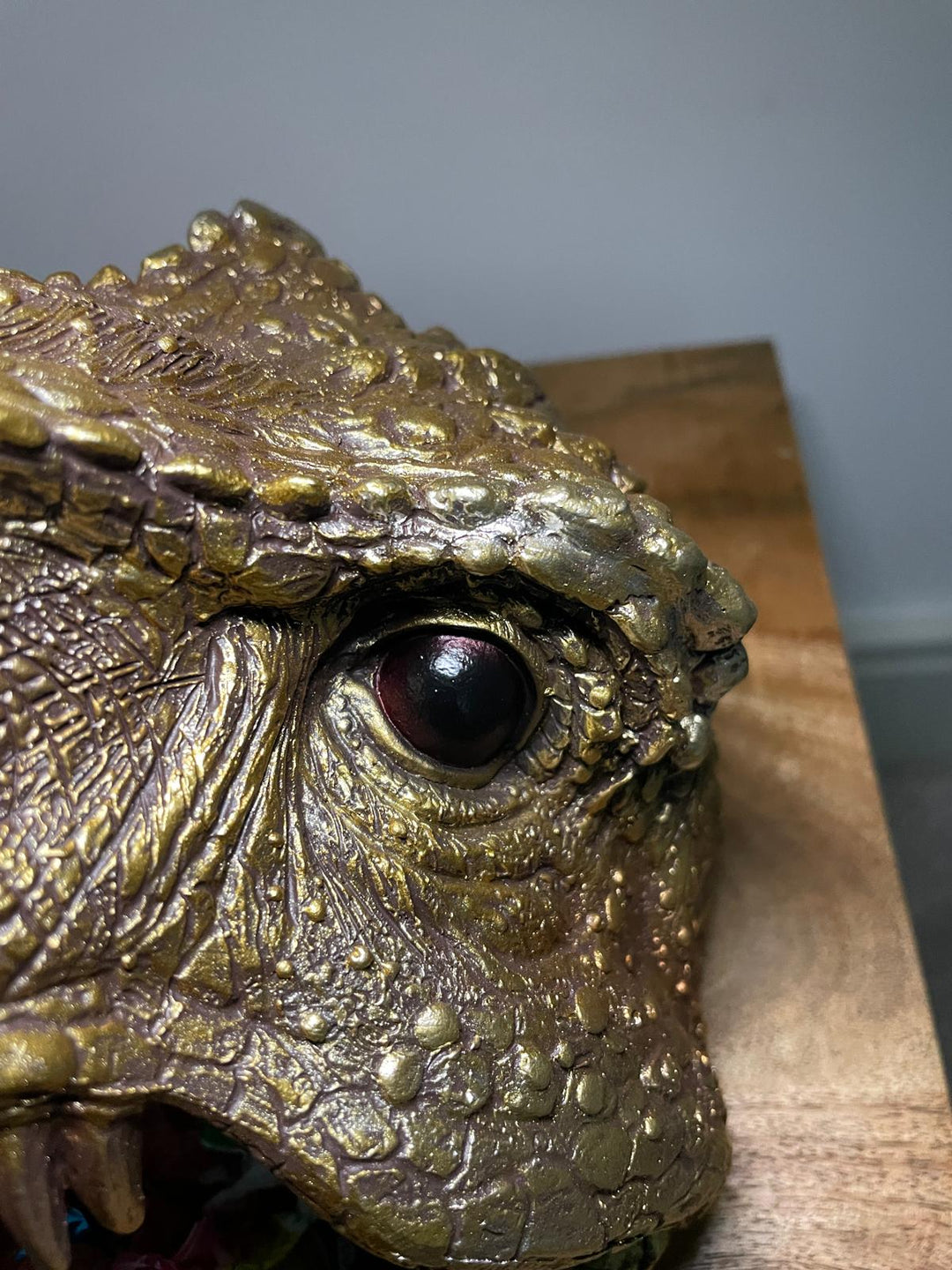 Gold Dinosaur Head open mouth Trinket Dish Bowl decorative Ornament