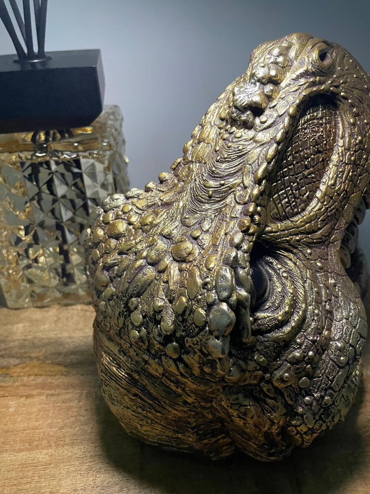 Gold Dinosaur Head open mouth Trinket Dish Bowl decorative Ornament