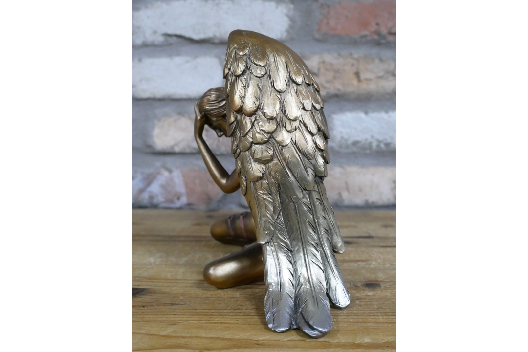 Steampunk Angel Statue Gold &Bronze Mechanical Winged Goddess Ornament Cyberpunk