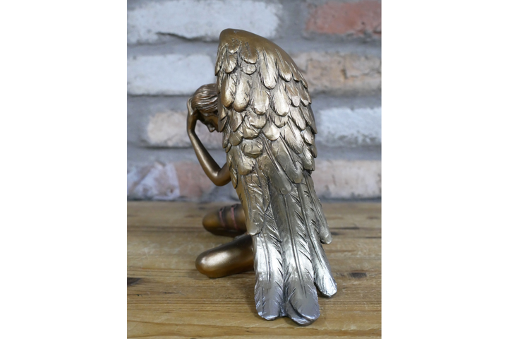 Steampunk Angel Statue Gold &Bronze Mechanical Winged Goddess Ornament Cyberpunk
