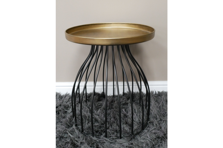 Black and Gold Metal Side Table Modern Accent End Table